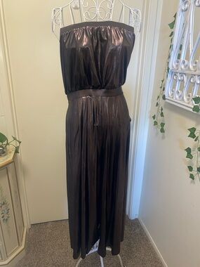 Urban Outfitters Metallic Strapless Maxi Dress in Brown